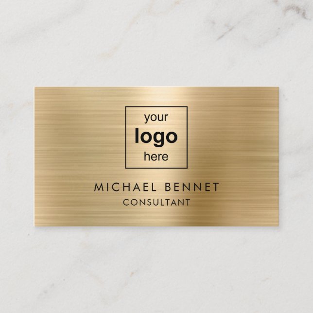 Modern Gold Business Logo Consultant Business Card (Front)