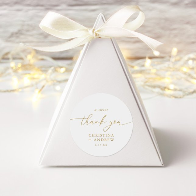 Modern Gold Calligraphy Wedding  Classic Round Sticker (Creator Uploaded)