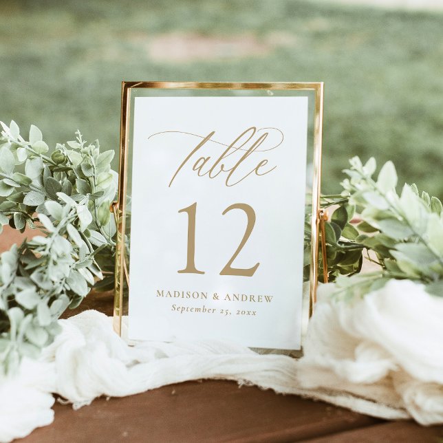 Modern Gold Calligraphy Wedding Table Number (Creator Uploaded)
