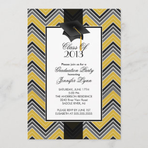 Modern Gold Chevron 2013 Graduation Party Invitation