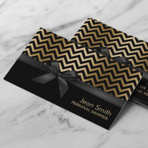 Modern Gold Chevron Stripes Personal Shopper Business Card