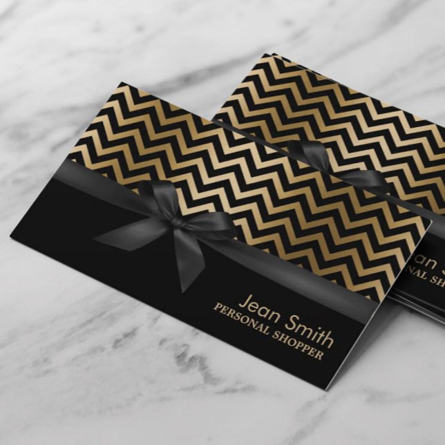 Modern Gold Chevron Stripes Personal Shopper Business Card (Creator Uploaded)