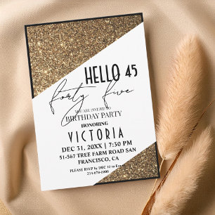 Modern Gold Chic 45th Birthday Party Invitation