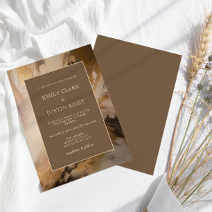 Modern Gold Chocolate Artistic Watercolor Wedding Invitation