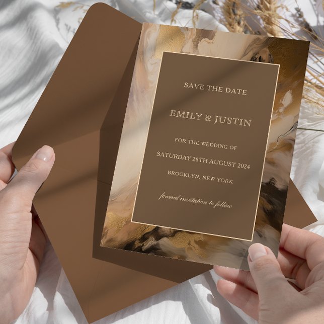 Modern Gold Chocolate Save the Date Wedding  Invitation (Creator Uploaded)