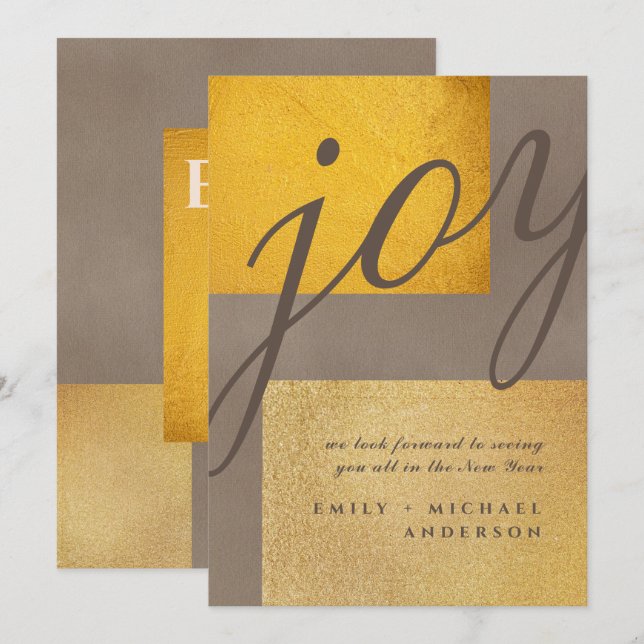 Modern Gold Christmas 2019 New Year 2020 Script Invitation (Front/Back)