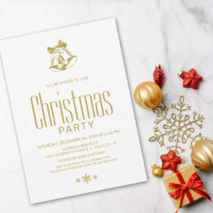 Modern Gold Christmas Bells Party Invitation