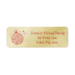 Modern Gold Christmas Return Address Label