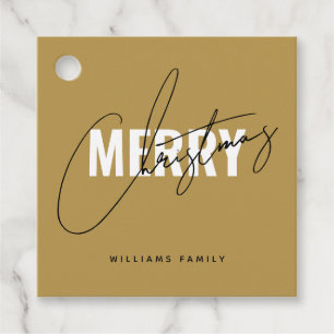 Modern gold Christmas script Favour Tags
