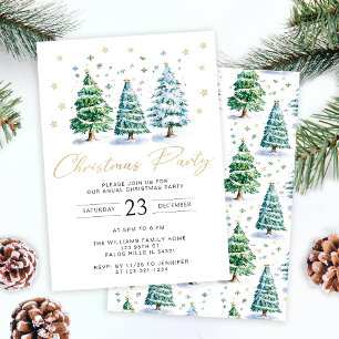 Modern Gold Christmas Tree Party Invitation
