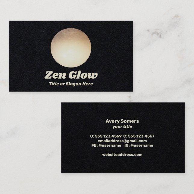 Modern Gold Circle Black  Business Card (Front/Back)