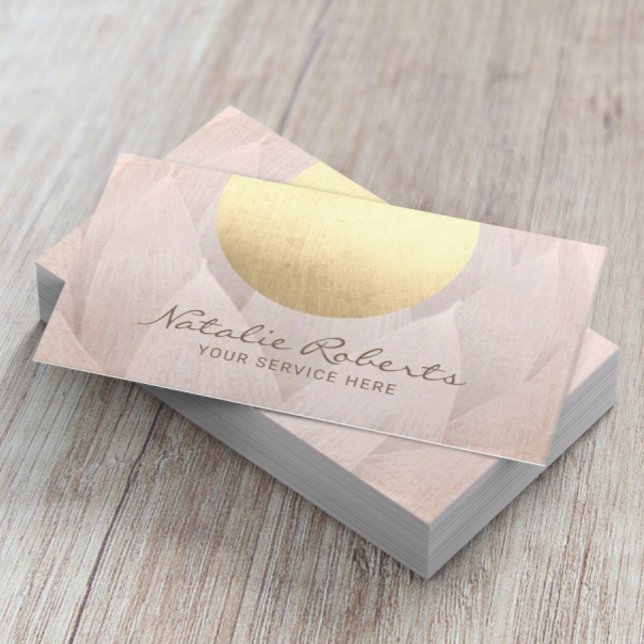 Modern Gold Circle Lotus Flower Salon & SPA Business Card (Creator Uploaded)