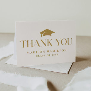 Modern Gold Class of 2025 Graduation Thank You Card