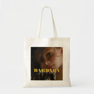 Modern Gold Color Add Name Tote Bag
