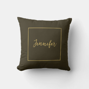 Modern Gold Colour Calligraphy Plain Unique Cushion