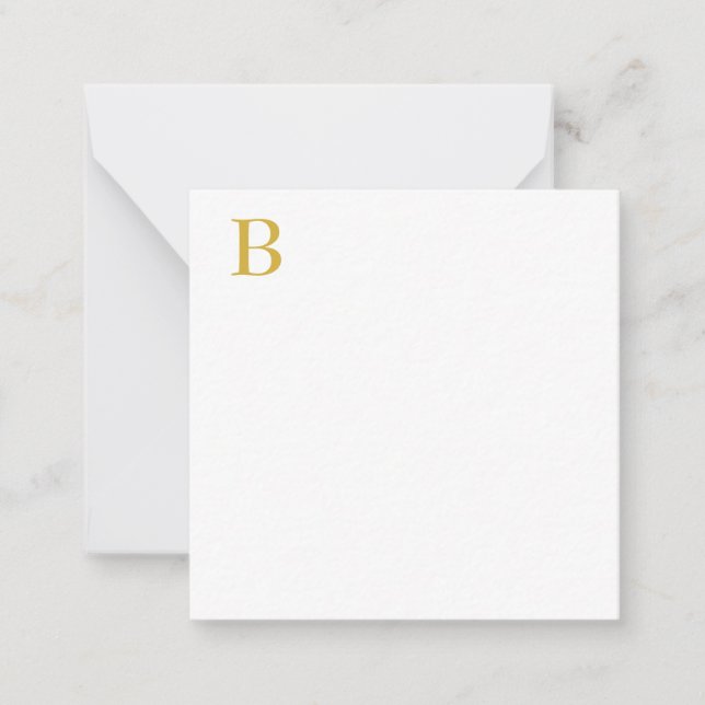 Modern Gold Colour Monogram Add Name Initial Card (Front)