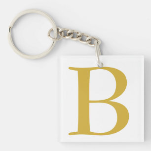 Modern Gold Colour Monogram Add Name Initial Key Ring
