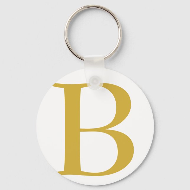 Modern Gold Colour Monogram Add Name Initial Key Ring (Front)