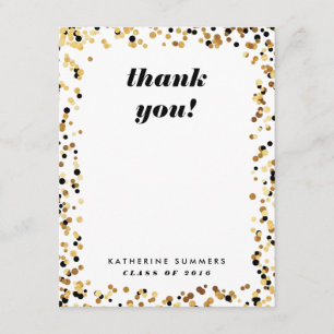 Modern Gold Confetti Graduation Thank You Cards
