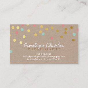 MODERN gold confetti spot pattern mint coral kraft Business Card