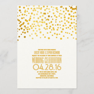 Modern Gold Confetti Wedding Invitation