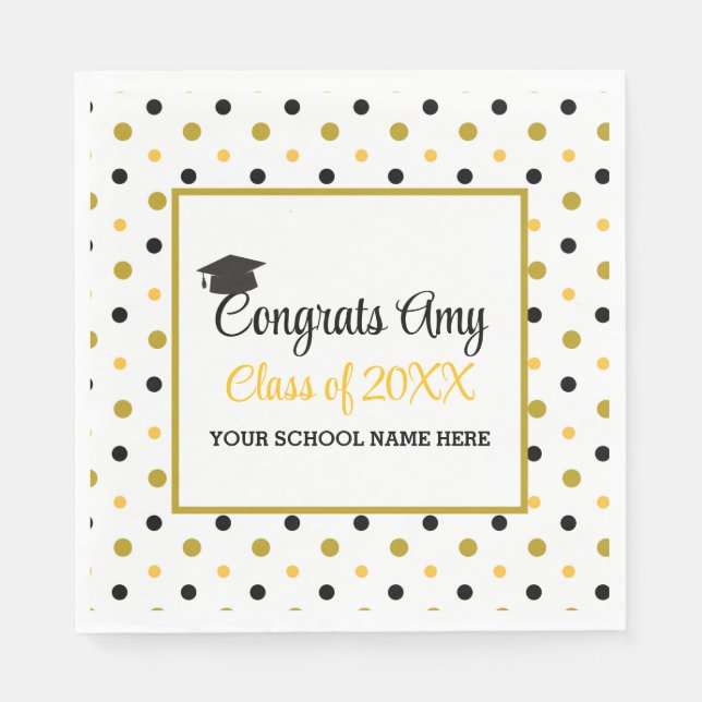 Modern Gold Congrats Graduation Class of 2025 Napkin (Front)