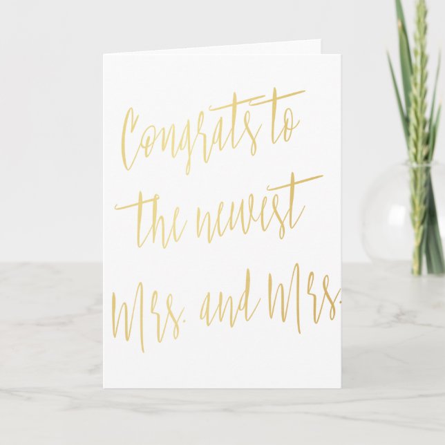 Modern Gold "Congrats to the news Mrs. and Mrs." Card (Front)