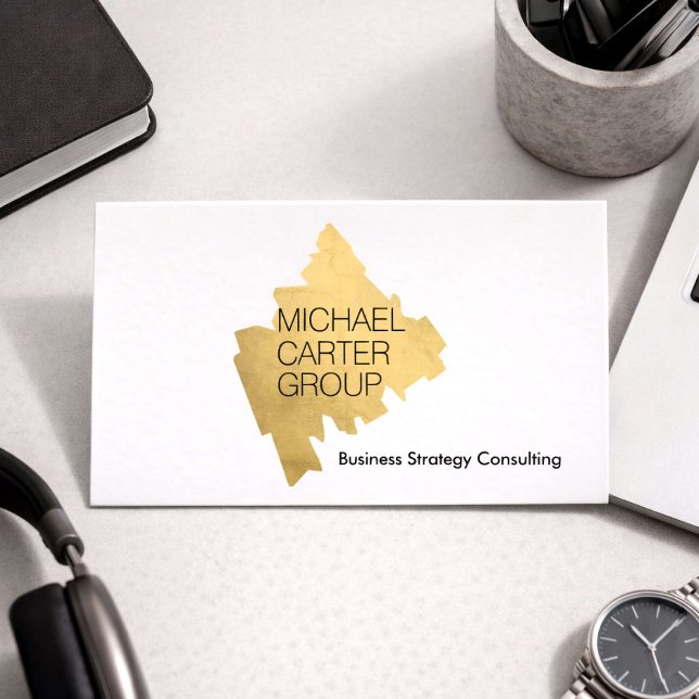 Modern Gold Consultant Professional White Business Card (Creator Uploaded)