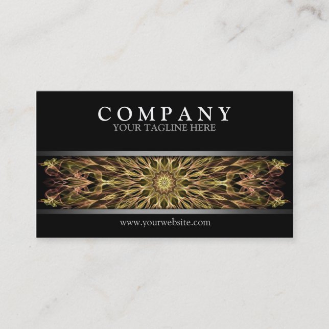 Modern Gold Copper Mandala Business Card (Front)