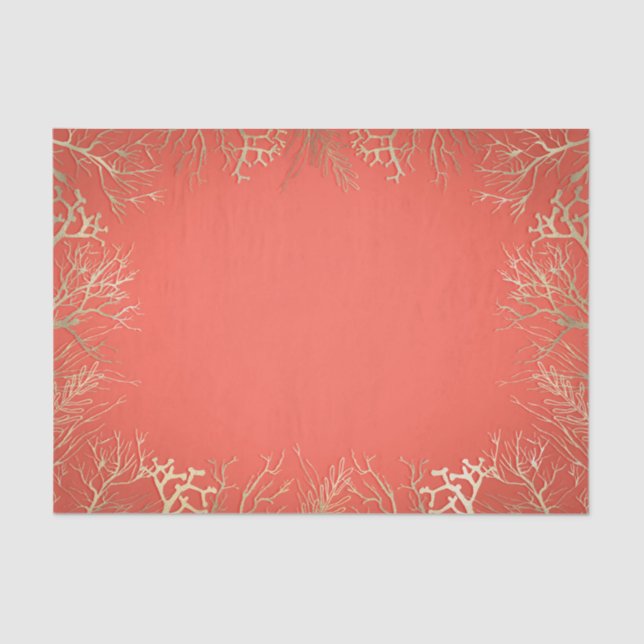 Modern Gold Coral Orange Elegant Beach Wedding Tissue Paper (Front)