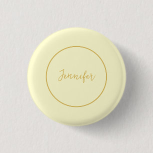 Modern Gold & Cream Colour Calligraphy Plain Uniqu 3 Cm Round Badge
