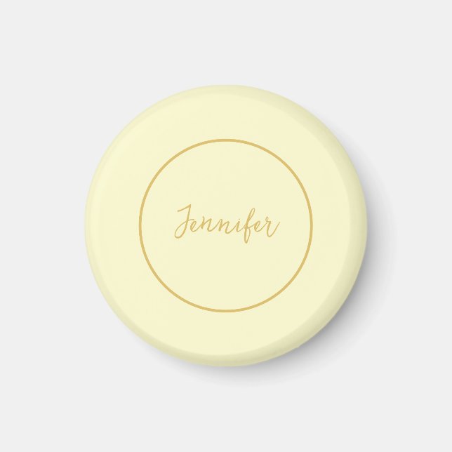 Modern Gold & Cream Colour Calligraphy Plain Uniqu Magnet (Front)
