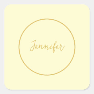 Modern Gold & Cream Colour Calligraphy Plain Uniqu Square Sticker