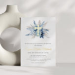modern gold cross blue floral baptism<br><div class="desc">A modern gold foil cross blue floral pampas grass design boy baptism invitation card. The colours and text can be personalised.</div>