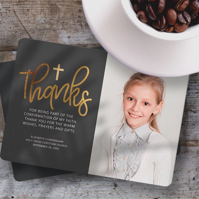 Modern Gold Cross Photo Confirmation Thank You (Creator Uploaded)