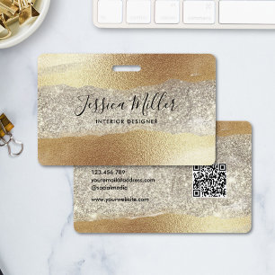 Modern Gold Diamond Glitter Faux Foil Luxury Glam ID Badge
