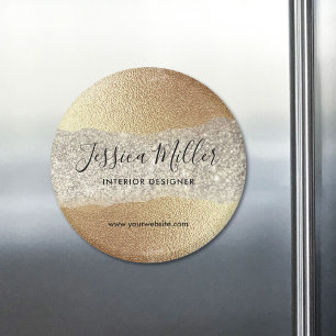 Modern Gold Diamond Glitter Faux Foil Luxury Glam Magnet