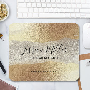 Modern Gold Diamond Glitter Faux Foil Luxury Glam Mouse Pad