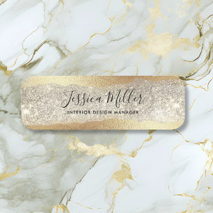 Modern Gold Diamond Glitter Faux Foil Luxury Glam Name Tag