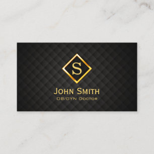 Modern Gold Diamond Monogram OB/GYN Business Card