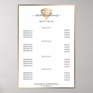 Modern Gold Diamond Price List Poster
