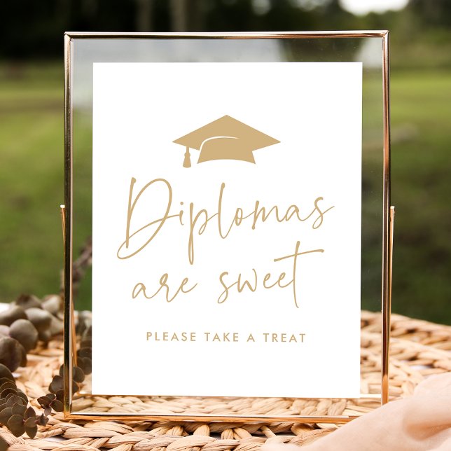 Modern Gold Diplomas Are Sweet Graduation Party Poster (Creator Uploaded)