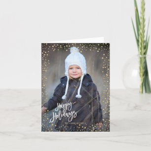 Modern gold dot with white letters Happy Holidays Holiday Card