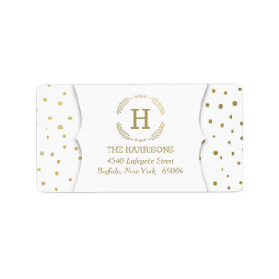 Modern Gold Dots Custom Monogram Label