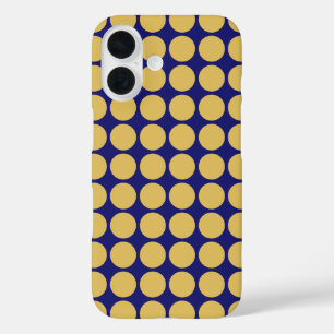 Modern Gold Dots Midnight Blue Colour Plain Unique iPhone 16 Case