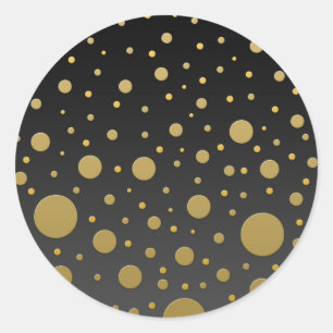 Modern Gold Dots on Black Background Classic Round Sticker