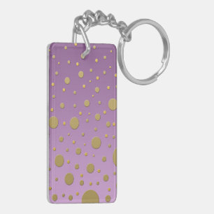 Modern Gold Dots on Purple Background Key Ring
