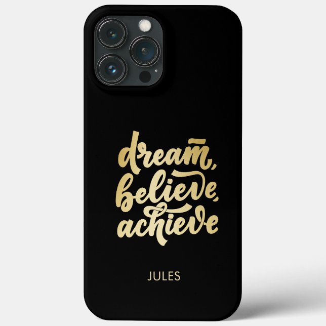 Modern Gold Dream Believe Achieve  Motivational    Case-Mate iPhone Case (Back)
