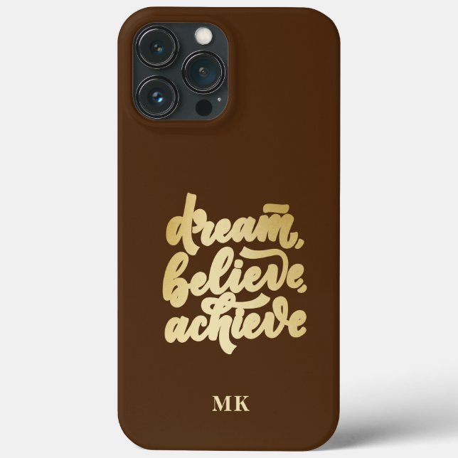 Modern Gold Dream Believe Achieve  Motivational    Case-Mate iPhone Case (Back)