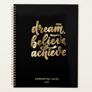 Modern Gold Dream Believe Achieve  Motivational Pl Planner